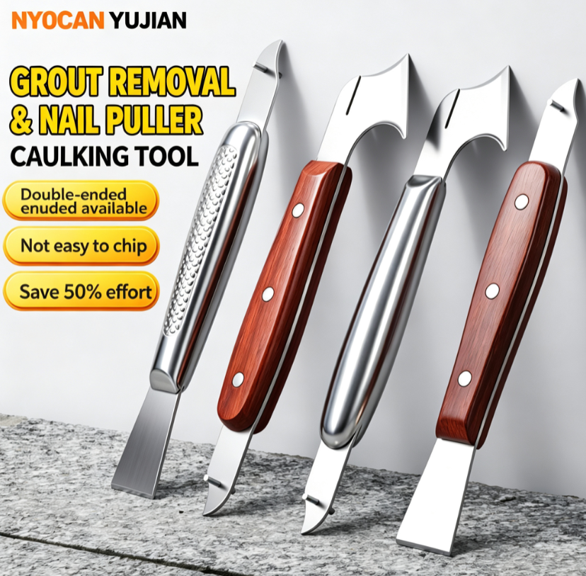 Tile Grout Removal Tool | Dual-Head Caulk Remover & Spacer Puller | Manganese Steel Anti-Chip | 50% Effort Saving for Tile Gap Cleaning