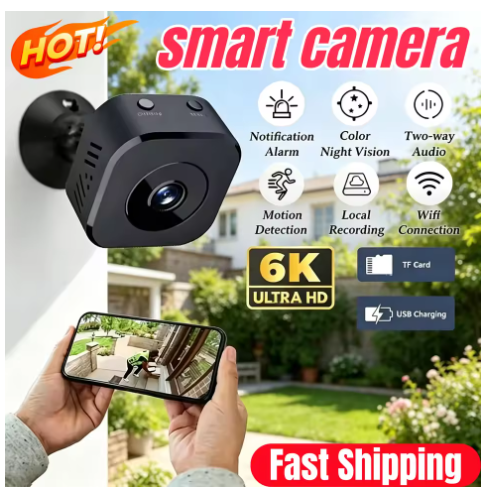 Mini Wireless WiFi Smart Camera: 6K Ultra HD Home Surveillance, Motion Detection Alerts, Night Vision, Two-Way Audio, Magnetic Mount, 120-Minute Recording, Suitable for Indoor and Outdoor Use