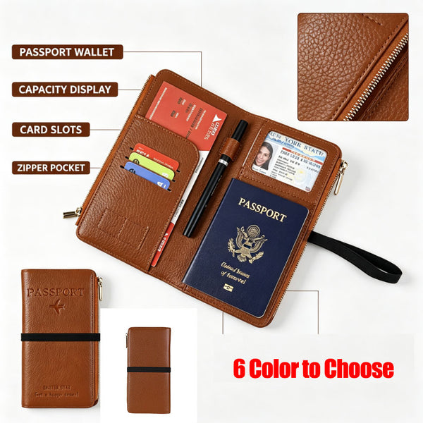 RFID-Protected Travel Passport Holder | Leather Multifunctional ID Organizer | Holds Credit Cards, Passport, and Change All in One | A Must-Have for Light Travel