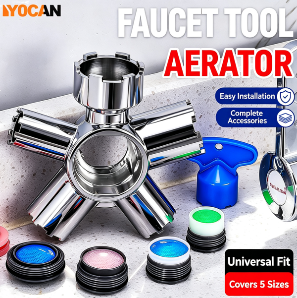 10-in-1 Faucet Aerator Wrench | Universal Aerator Removal Tool | Anti-Slip Aerator Key for Kitchen & Bathroom Sink | Multi-Size Faucet Repair Tool Kit