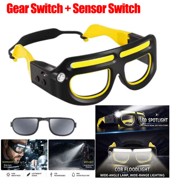 8000K-9000K LED Safety Glasses Headlights,Rechargeable,Detachable Sunglasses,Multifunctional Headlamp for working,Riding,Night Fishing