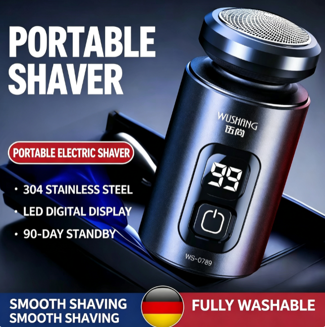 5D Rotary Electric Floating Shaver , IPX7 Waterproof, LED Display, 90-Day Standby, Dry & Wet Shaving, Portable Travel Grooming Kit