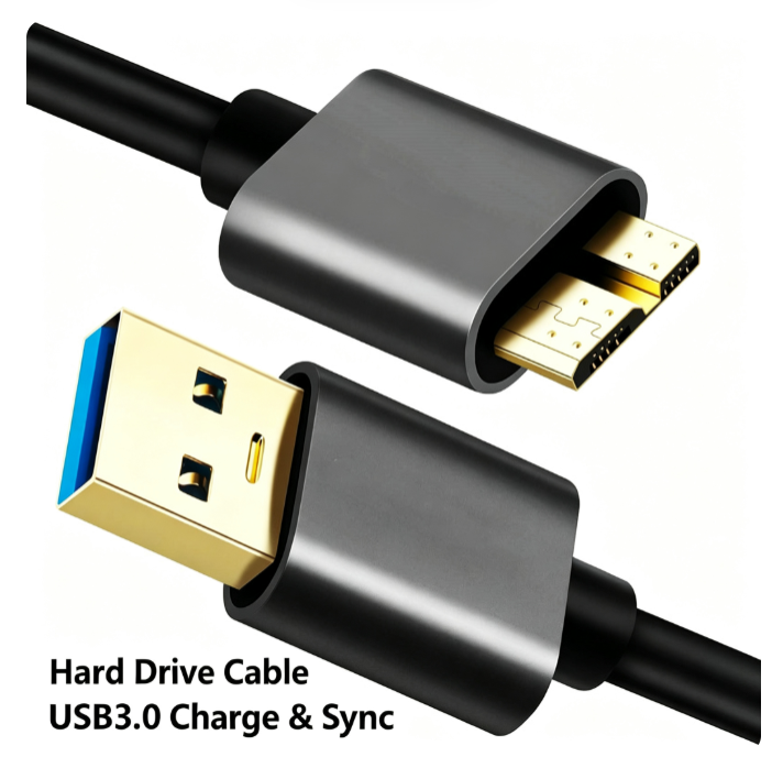 1M USB/Type C 3.0 Micro-B Cable | 5 Gbps High-Speed Data Transfer | Compatible with Seagate, Western Digital, and Toshiba Portable Hard Drives | Compatible with Cameras | Thick, Tin-Plated Copper Core | 2-in-1 Fast Charging and Data Transfer