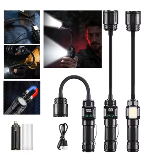 30W LED+8 XTE LED Multi-Angle Bendable Hose Magnetic Work Light Includes 26650 Battery: 360° Bendable Hose, Powerful Magnetic Base, Type-C Fast Charging, Precise Digital Battery Level Display, IPX4 Water Resistance