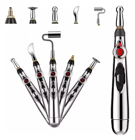 Acupuncture Pulse Massage Energy Point Stimulation Pen with 5 Replacement Tips—Acupoint Locator, Pulse Massage Pen, Electronic Acupuncture Pen