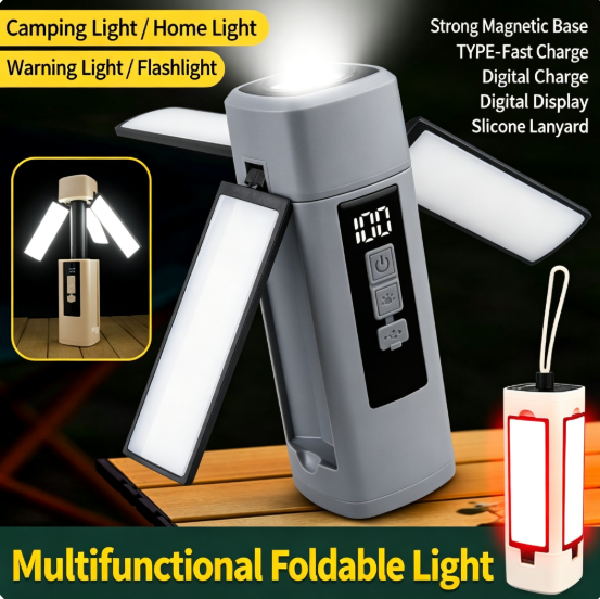 New Multifunctional Outdoor Camping Light | Rechargeable Foldable Telescopic Lantern & Flashlight with Magnetic Base