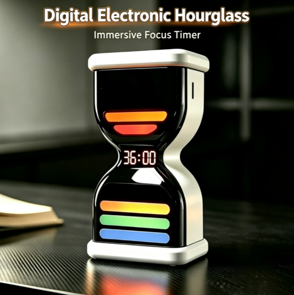 Digital Electronic Hourglass Timer | Gravity-Sensitive Flip Timer | Visual Time Manager | The Ultimate Tool for Focus with the Pomodoro Technique | Type-C Charging