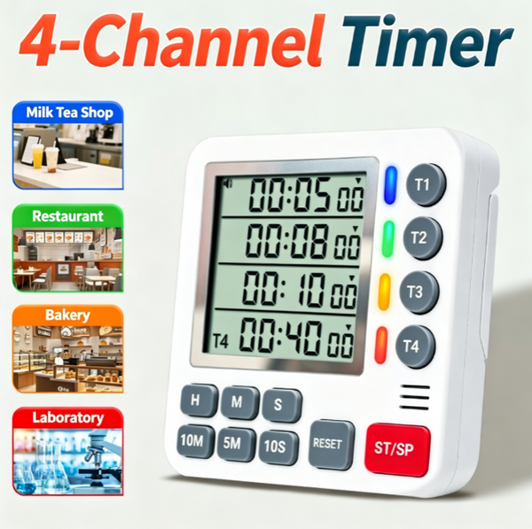 4 Independent Countdown Timers with Strong Magnetic, Silent Alarms