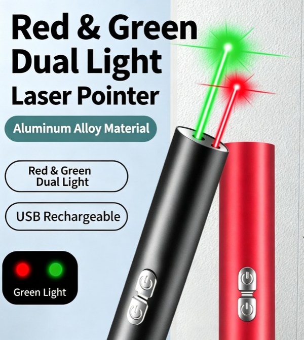 5mw Red and Green Dual-Color Laser Pointer with Type-C Charging, Aluminum Alloy Star-Pointing Pen | CLASS 3B Astronomy and Outdoor Laser Light