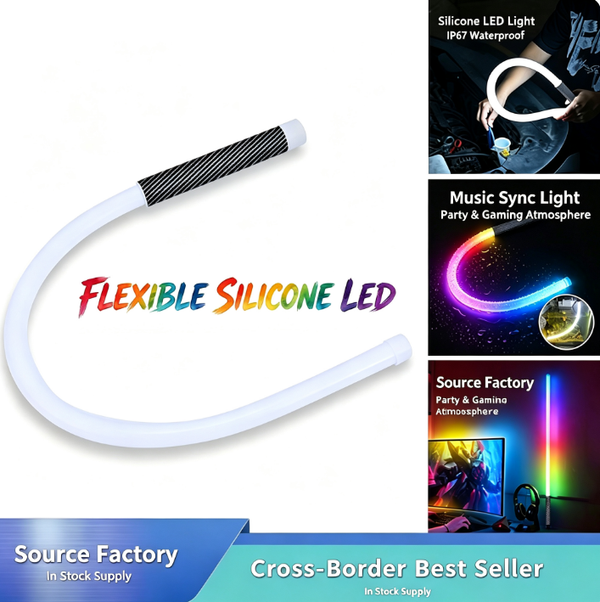 Flexible LED RGB Mechanical Work Light & Flashlight | IP67 Waterproof | Up to 24 Hours of Battery Life | 14 RGB Voice-Activated Modes and High-Brightness White Ambient Lighting