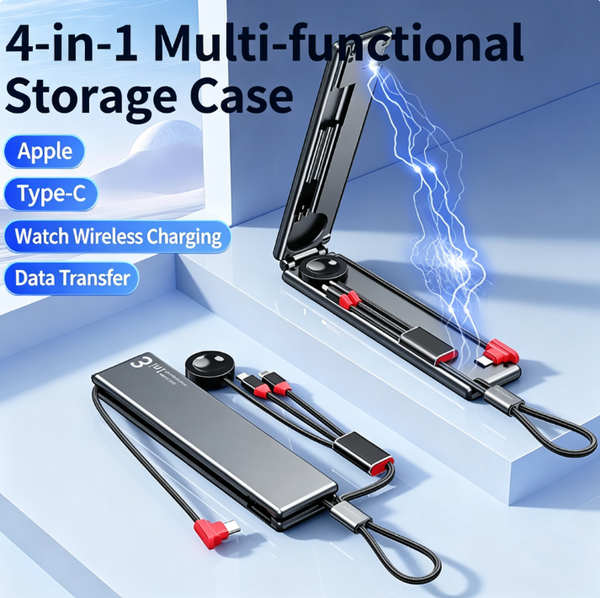 High-End 60W Fast-Charging 1-to-3 Cable with Storage Case | Portable Storage | Compatible with Phones, Watches, and Laptops | Winner of the German Red Dot Award