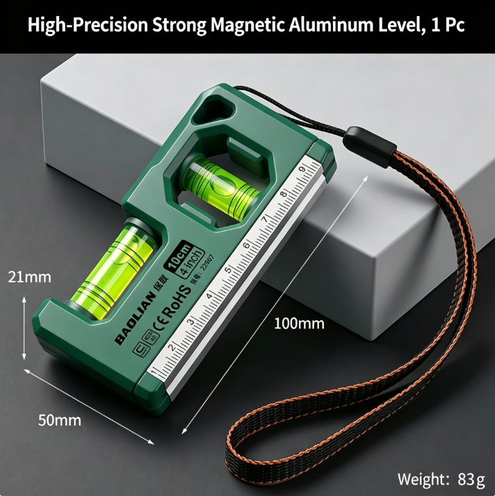 Mini Magnetic Level | High-Precision Multifunctional Level with Scale | Measurement Tool for Construction, Interior Design, Carpentry, and Picture Frame Installation