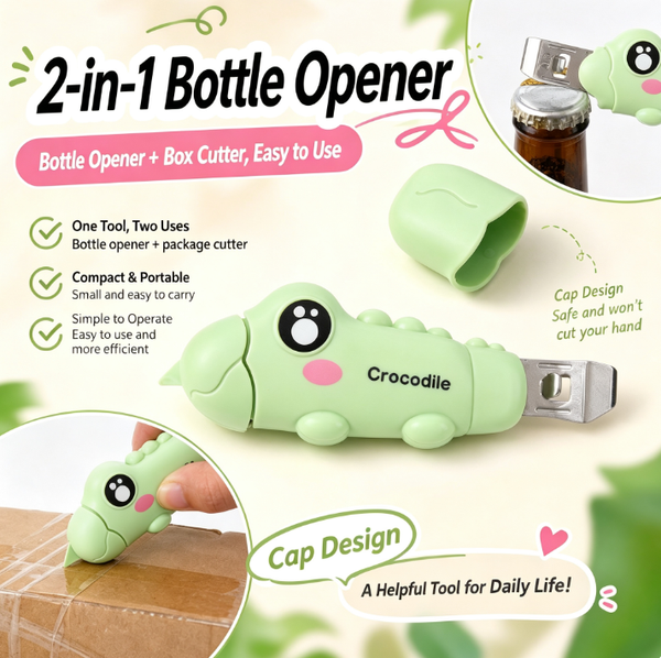 2PCS Magnetic 2-in-1 Bottle and Box Opener | Mini Portable Package Opener for Home Use