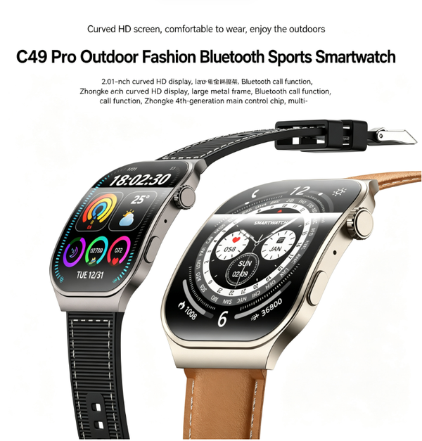 Outdoor Fashion Bluetooth Sports Smartwatch | 2.01-inch HD Curved Display | Bluetooth Calling | 24-Hour Health Monitoring