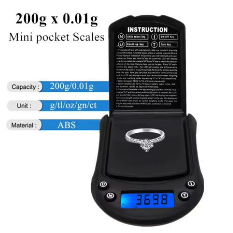 Mini Pocket Scale Electronic Weight Scale Food Diamond Jewelry LCD Digital Balance 100g/0.01g 200G/0.01g 500/0.1g Kitchen Scale