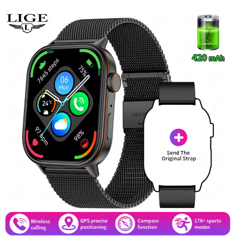 Outdoor GPS Sports Smartwatch | 2.01-inch High-Definition Large Screen | Bluetooth Calling | 24-Hour Health Monitoring | IP68 Water Resistance | 178+ Sports Modes | 420mAh Long Battery Life