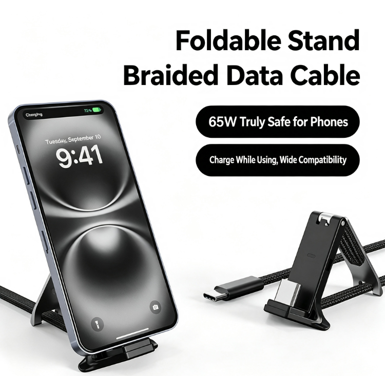 2M PD65W 2-in-1 Adjustable Phone Stand Charging Cable Desktop Phone Stand Cable