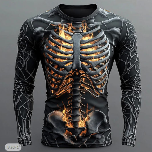 Halloween Graphic Print Long Sleeve T-Shirt  Spooky Season Casual Top
