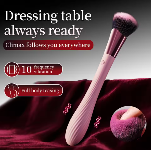Discreet Makeup Brush Vibrator | 10-Frequency Quiet Waterproof Massager | Dual-Head G-Spot & Nipple Stimulator Unisex Full-Body Teasing Masturbator