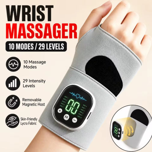 Smart EMS Electric Cordless Hand Wrist Massager Vibration Relieves Tenosynovitis Massager Carpal Tunnel Fatigue Relief Unisex 10 Modes & 29 Intensity Levels