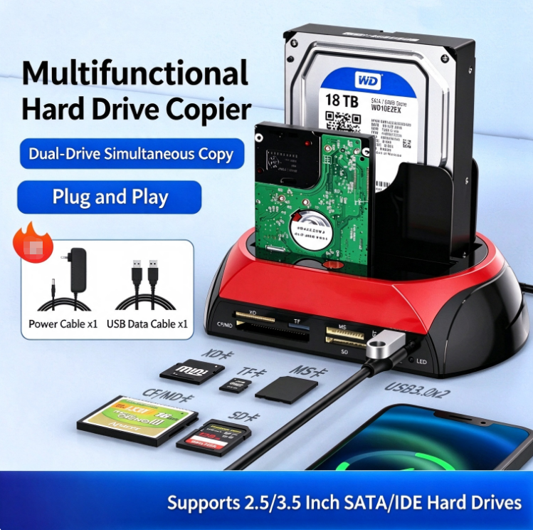 HDD SSD Docking Station USB to 2.5 3.5 Inch SATAI/II/III IDE Dual Slots External Hard Disk Enclosure case hd externo