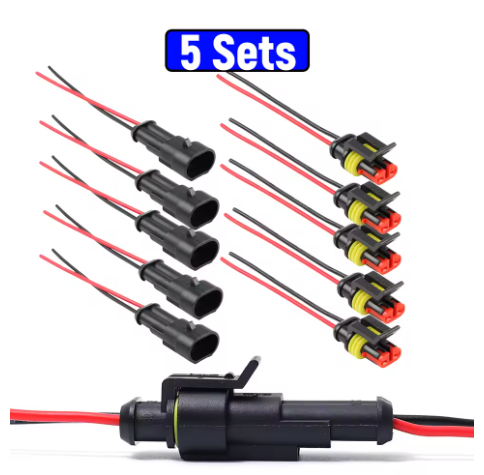 5 Sets 2 Pin Waterproof Connector Electrical Terminal ConnectorWith Wire Suitable for Cars Ships Car Wire Electrical Connectors Plug