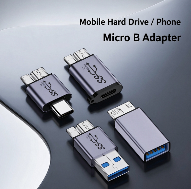 2Pcs Type-C/USB-A to Micro B External Hard Drive Cable Adapter | USB 3.2 Micro B Adapter, 10 Gbps | Compatible with Samsung Note 3/S5, Seagate, and Western Digital