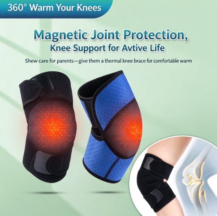1 Pair Self-Heating Magnetic Knee Brace - 3D Breathable Thermal Knee Support for Arthritis, Joint Pain & Cold Legs
