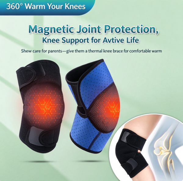 1 Pair Self-Heating Magnetic Knee Brace - 3D Breathable Thermal Knee Support for Arthritis, Joint Pain & Cold Legs