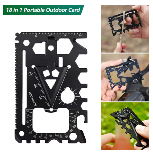 Outdoor Portable 18-in-1 Survival Multi Tool Card - Multifunctional Lifesaving Wallet Knife for Camping Hiking