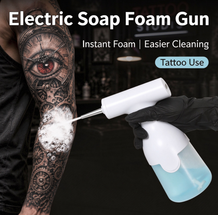 Electric Tattoo Cleaning Foam Gun | 0.25-Second Instant Foaming—Foam Bottle Specifically Designed for Blue-Green Algae | IPX5 Waterproof Beauty and Personal Care Tool