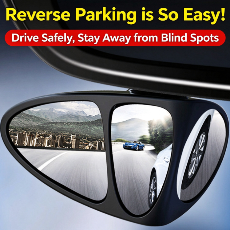 3-in-1 HD Car Blind Spot Mirror | 360° Adjustable Rotatable Wide Angle Auxiliary Rear View Mirror for Front & Rear Wheels & Reversing