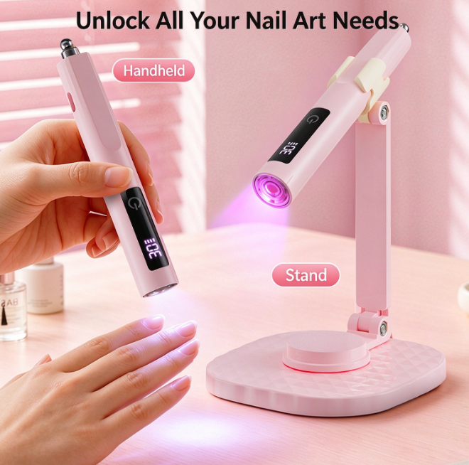 Portable Magnetic UV LED Nail Lamp with Stand | 360° Rotatable & 180° Foldable | 8s Fast Curing for Gel Polish & Cat Eye