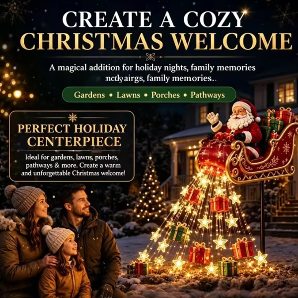 Solar Christmas Garden Lights Solar Powered Cascading Warm Glow Christmas Decorations Waterfall Lights for New Year Garden Yard