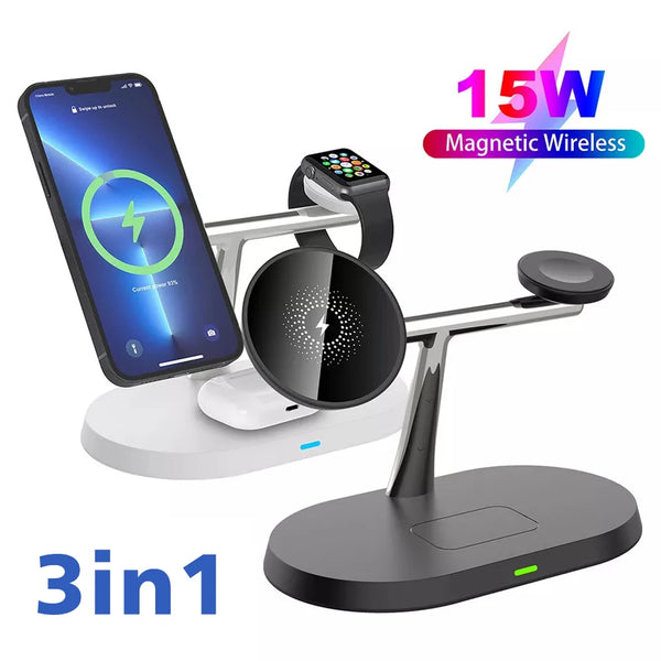 3 in 1 Wireless Charger For iPhone 12 13 14 15 16 Magnetic Charger Fast Charging Station For Apple Watch 7 6 SE 5 4 3 2 Airpods Pro