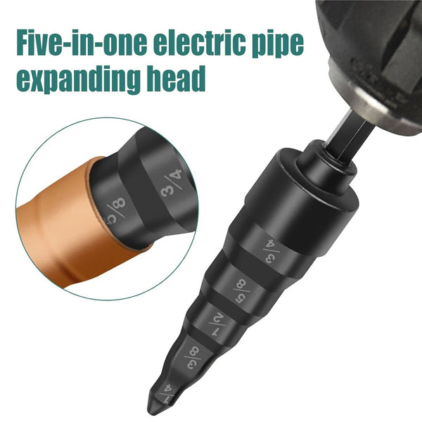 5 In 1 Copper Pipe Expander Swaging Drill Bit Set  Swage Tube Expander Soft Copper Tubing Tools For HVAC Repair