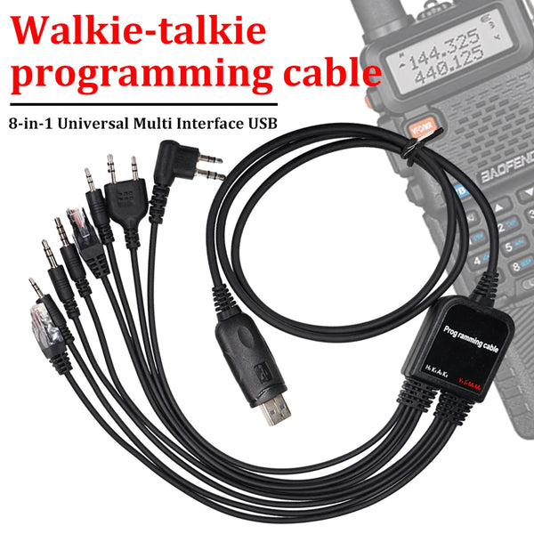 8 in 1 USB Programming Cable for Baofeng Kenwood TYT QYT Motorola AXU4100 Yaesu icom Walkie Talkie Radio Car Radio CD Software