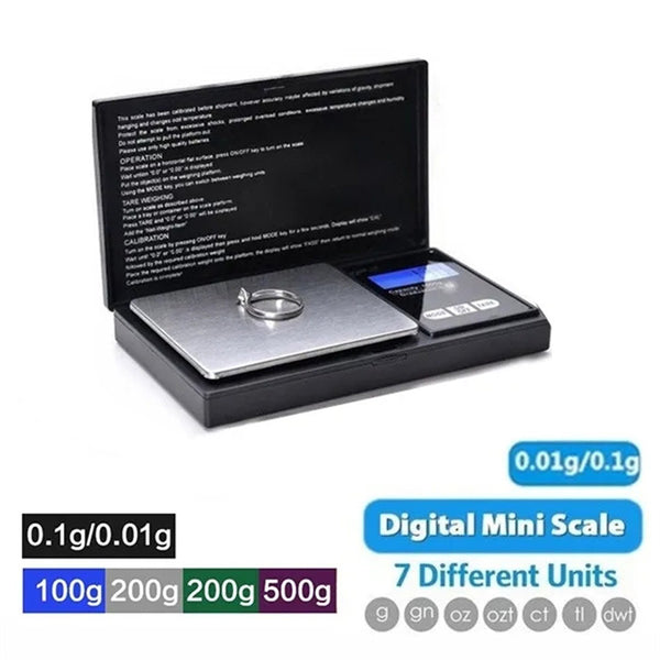 Electronic Digital Pocket Scale 500g 0.1/0.01g Precision Mini Jewelry Weighing Scale Backlight Digital Gram Scale for Kitchen Jewelry