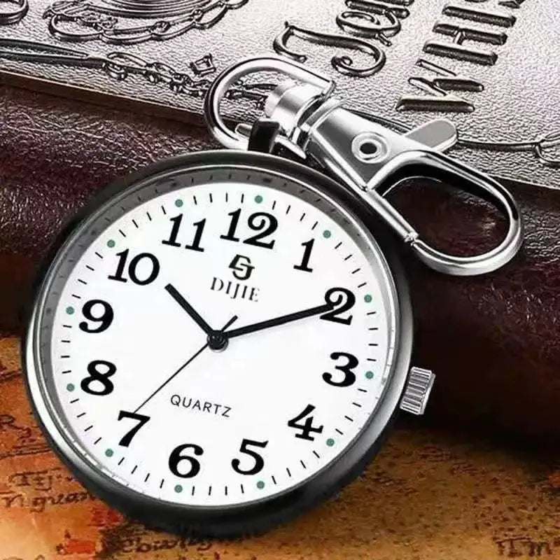 Keychain Large Luminous Pocket Watch  – Silent Quartz Movement, Waterproof & Shockproof Fob Watch