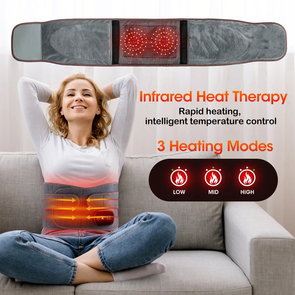Electric Heating Waist Massage Belt Far Infrared Vibration Hot Compress Lumbar Brace Therapy Massager Back Support Massage Belt