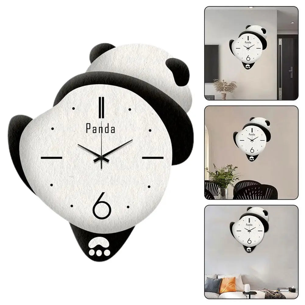 Cute Panda Wall Clock Panda Silent Clock Family Bedroom Cartoon Clock Decoration Children's Room Wall Hanging Clock