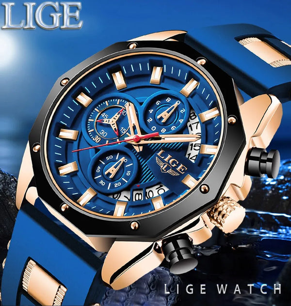 Top Brand Luxury LIGE Fashion Men Watches Sport Quartz Watch Date Clock Waterproof Wristwatch Chronograph Clock