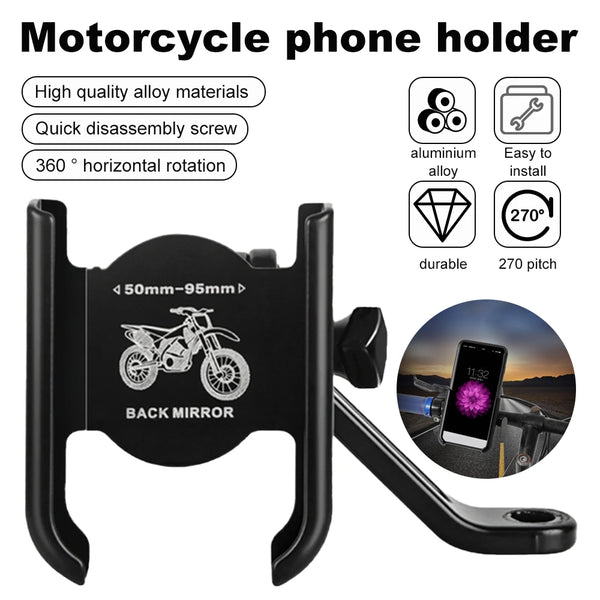 Motorcycle Bicycle Rearview Mirror Handlebar Mount Clip Phone Holder OR Handle Phone Holder