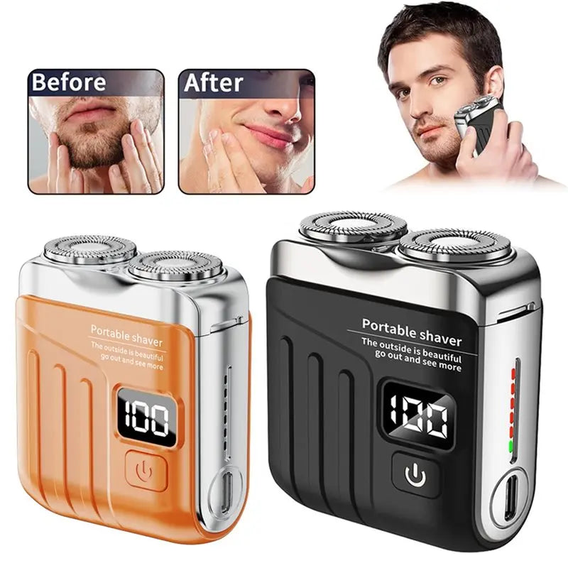 Men Mini German Electric Shaver Floating Blade System Wet & Dry Use 60-Day Extended Battery Life IPX7 Waterproof Rating Magnetic Blade Replacement LED Display