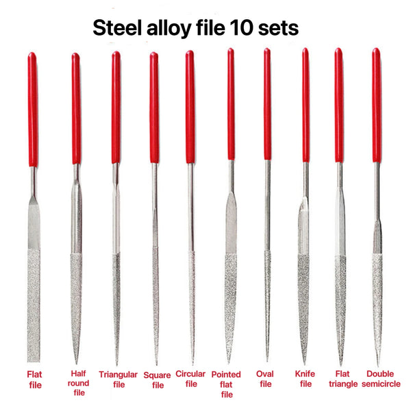 10Pcs Diamond Needle File Set 3x140mm Mini Needle File Kit For Stone Glass Metal Carving Craft Hand Tools Needle File Set