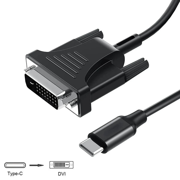 1080P USB C to DVI Cable TYPE C To 24+1/24+5 DVI Cable For Thunderbolt 3 MacBook Pro Projector Monitor TV S8 S9