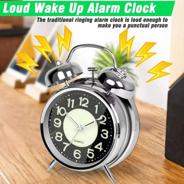 Retro Clock Silent Charging Clock Metal Alarm 4 Little Inches Night Work Environment Clock And Light Sleep