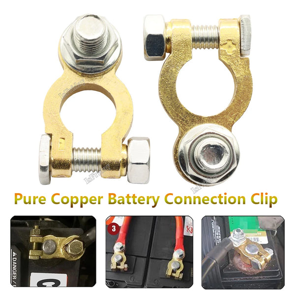 1 Pairs Pure Copper Battery Connection Clip Car battery pure copper battery clamp battery column M10 pile head wiring terminal