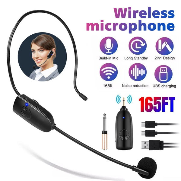 Wireless Head-worn Microphone Wireless Microphone With Amplifier Receiver Suitable For Voice Amplifier,Meeting,Podiums,Stage Speaker
