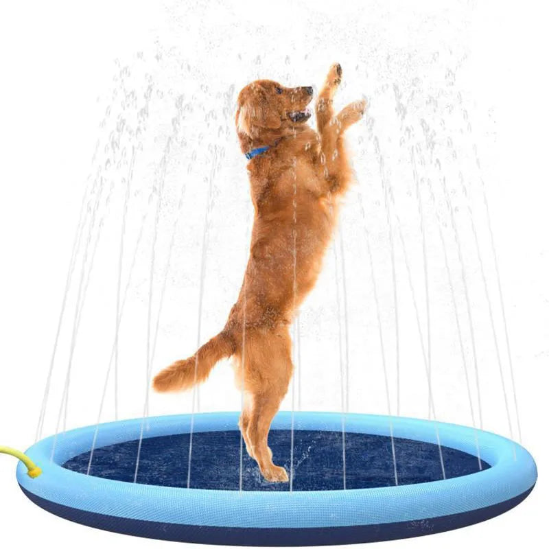 Thickened Anti-Splash Pet Splash Pad – Adjustable Spray Height, Foldable Dog Water Mat | 100/150/170cm